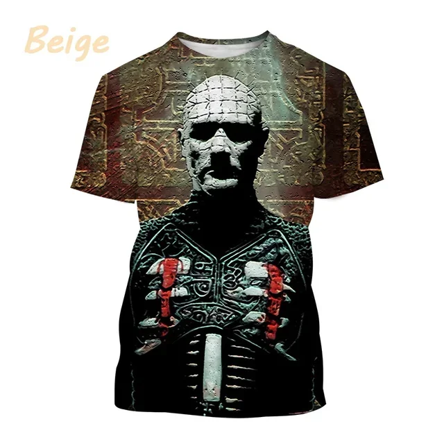 Movie Hellraiser 3d Print T-shirt Men Women Fashion T-shirts Punk Tops Tees Horror Movie Tshirt Summer Oversized Camiseta Hombre short sleeve t shirt long sleeve t shirt