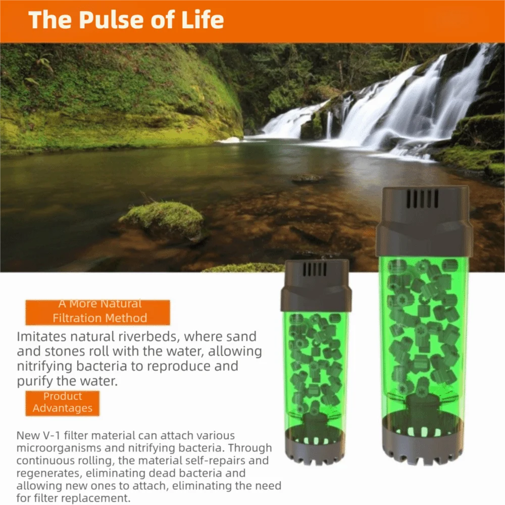 With Air Stone Fluidized Moving Bed Filter Bio Media Easy Installation Sponge Filter High Efficiency Aquarium Filter