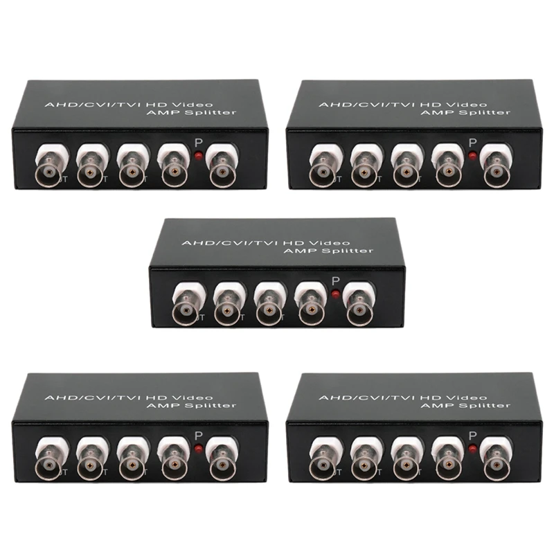 

5X Signal 1 In 4 Out AHD/CVI/TVI Video Splitter HD Coaxial Camera,Black