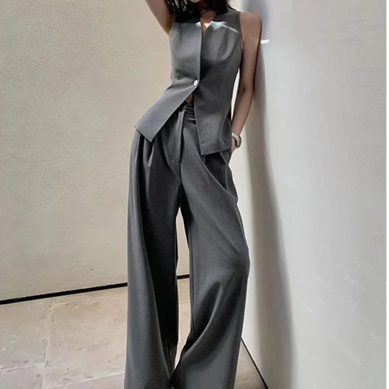 

Women's suit vest high-quality temperament capable of wearing fashion wide-leg pants. two piece sets womens outifits