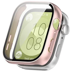All-around Protective Case with Tempered Glass Screen Cover for huawei fit 3 (Matte Pink)