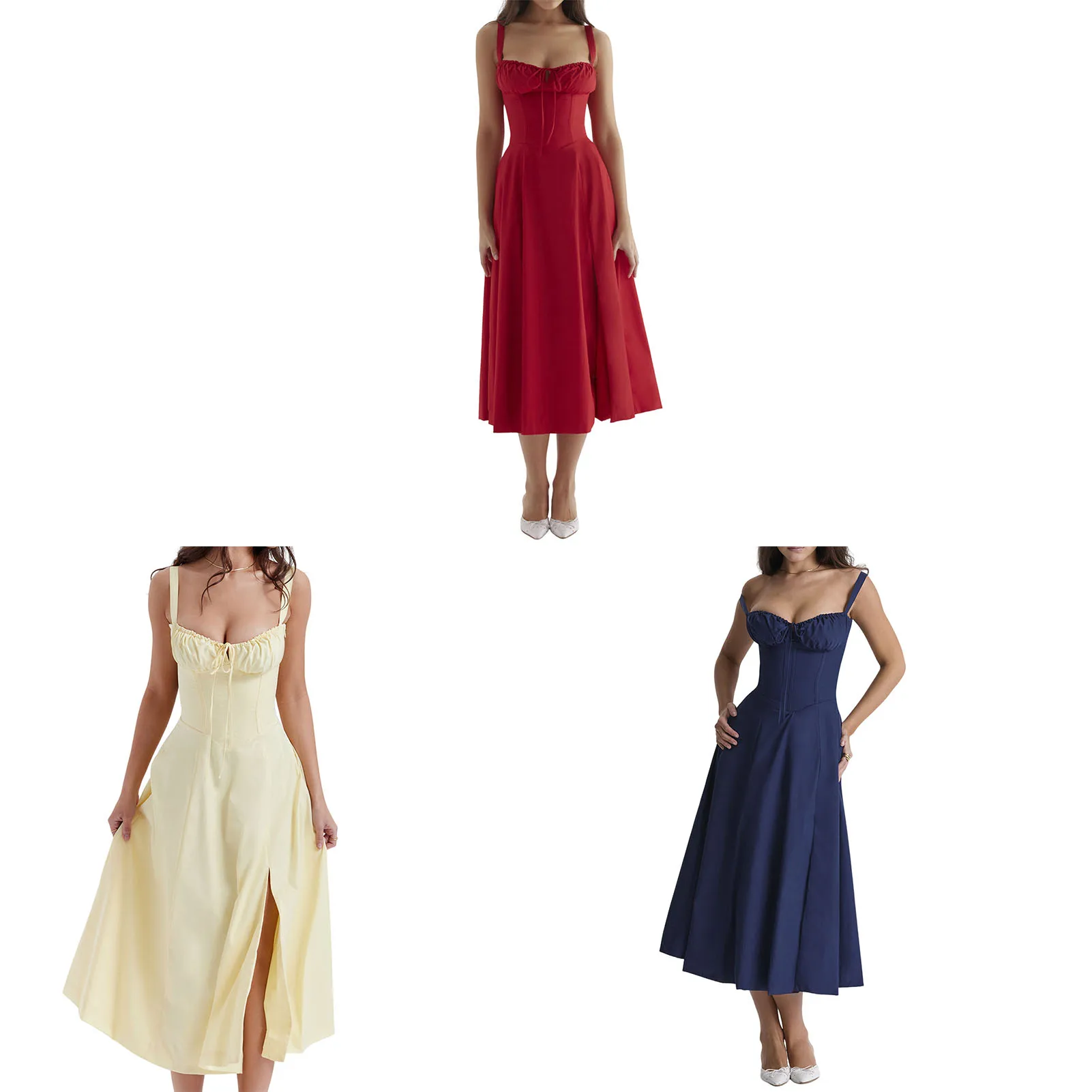 

Women's Side Split Casual Dress Boho Midi Beach Dress for Going Beach Side Wear