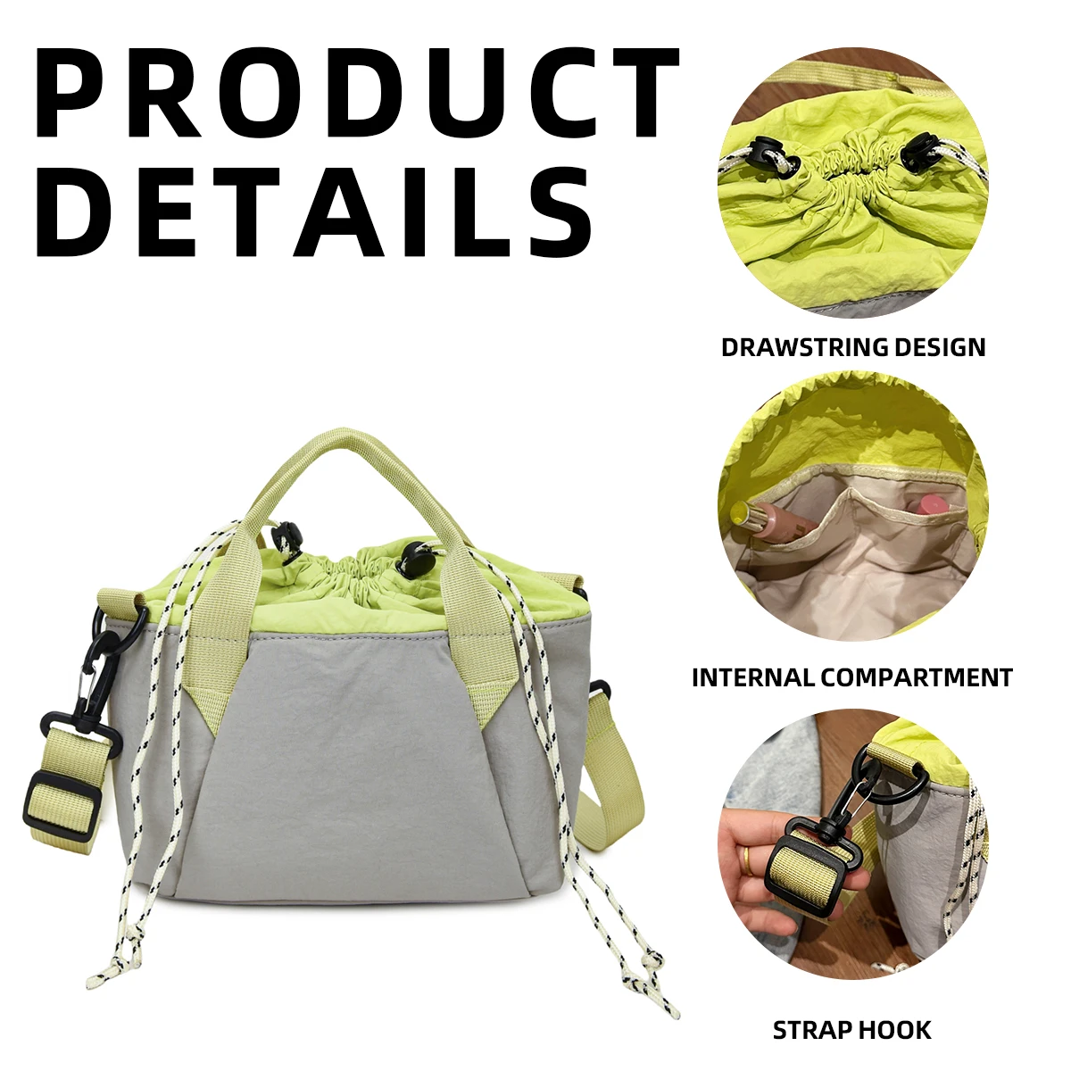 Niche Mini Lightweight Simple Small Drawstring Bag for Lipstick, Tissues, Versatile Phone Bag, Commuter Lightweight Shoulder Crossbody Bag, Breakfast Bag for Work