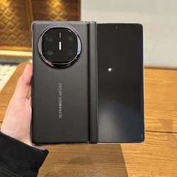 Luxury High-Quality Plating Matte Leather Folding Hinge Shockproof Protection Case for Huawei Mate X6 (Black)
