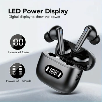 Wireless Earphone 40dB Noise Cancelling Bluetooth 5.3 Headphone 6 Mic ENC with LED Display HD Call TWS Earbuds Transparency Mode 2