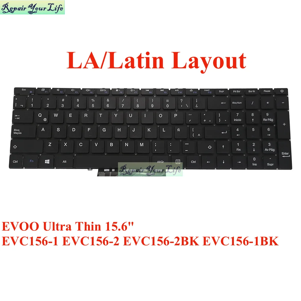 Teclado Ultra Thin Notebook Eua la Latin Brasil Português Evoo Evc156 Evc1561 Evc156-1bk Evc1562 2bk Pt-br