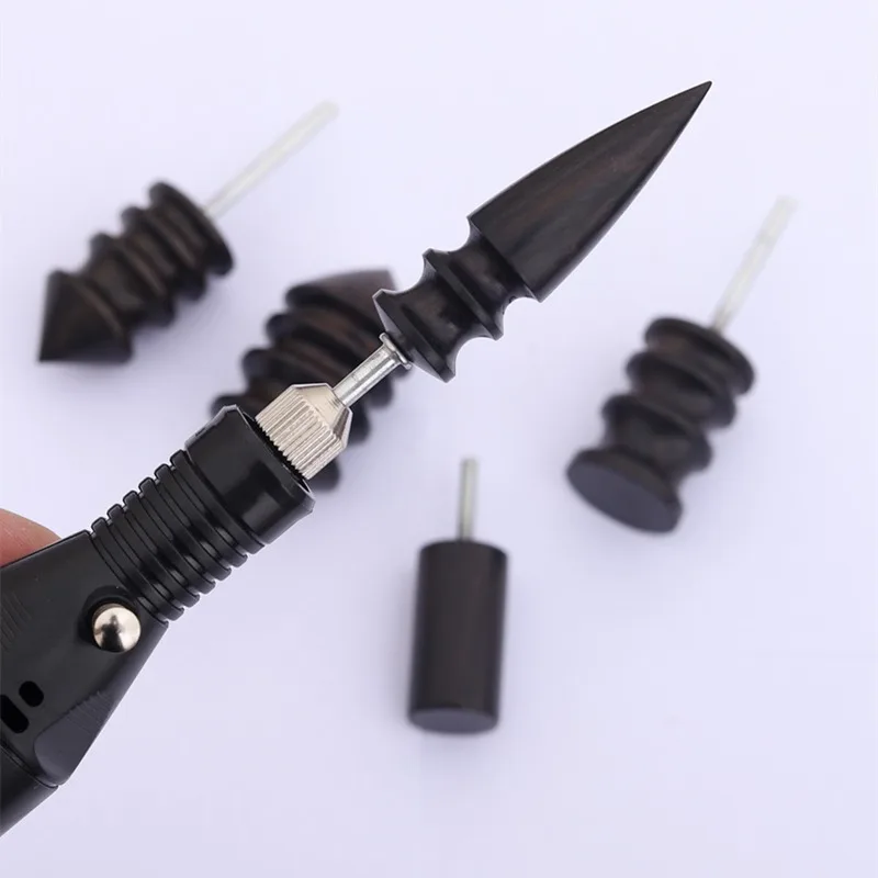Leather Craft Tool Ebony Leather Electric Grinding Bit Head Polishing Edge Burnisher Tool Craft DIY Leather Grinding Tool Sandalwood Head Burnisher leather tools leather craft tool kit leather craft tools
