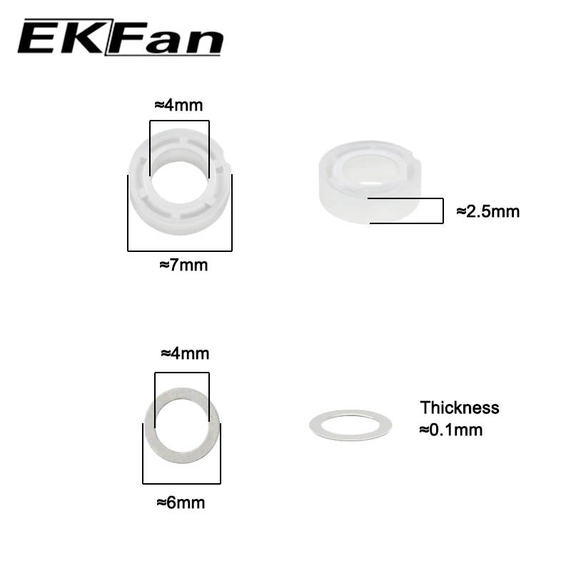10pcs Stainless steel Rubber Plastics Bearings 5x9x3MM 7x4x2.5MM For Fishing Reel Handles Knobs Parts spinning fishing accessory