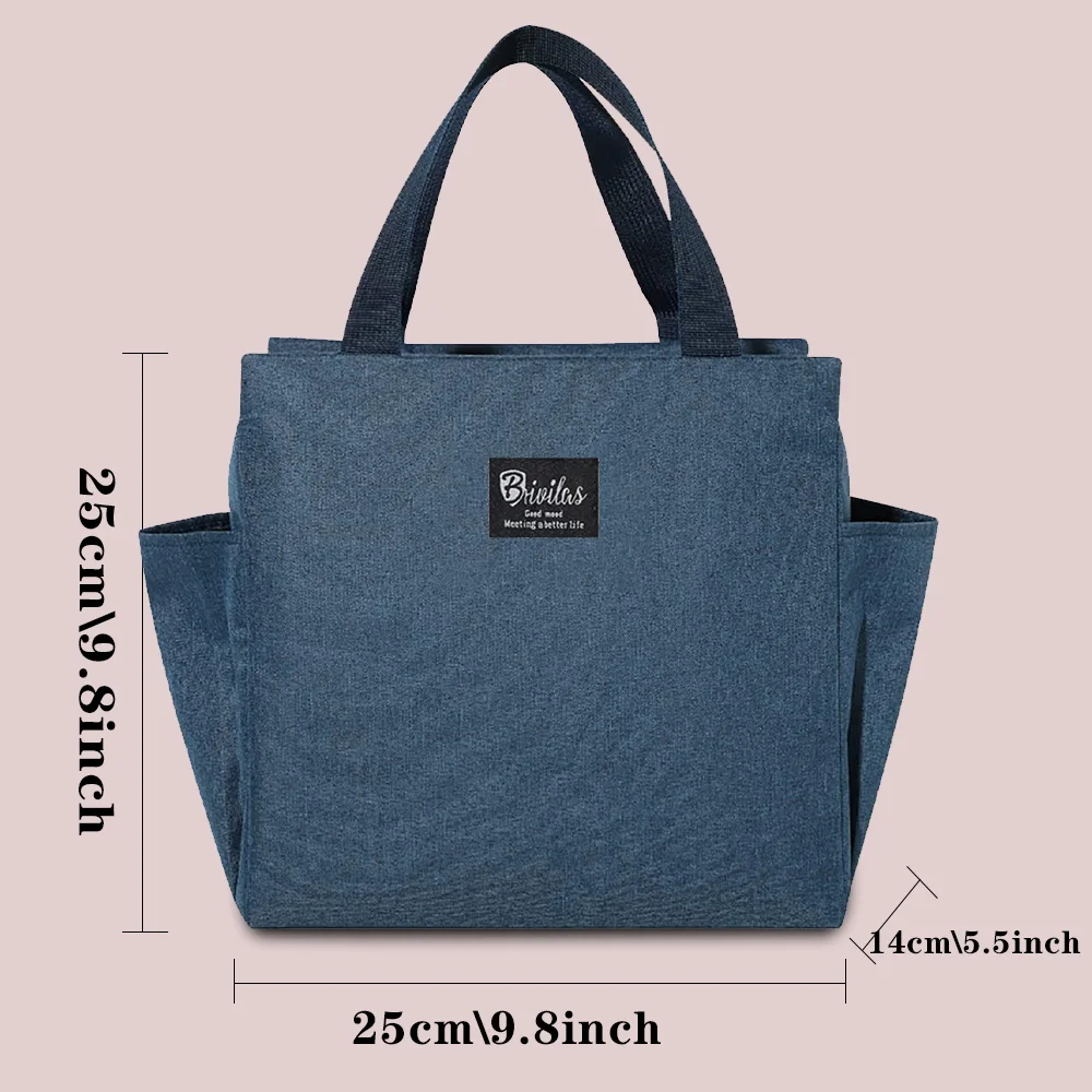 Lunch Carry Bag Insulated Thermal Portable Bags Large Capacity Rose Flower Print Lunch Picnic Dinner Cooler Food Canvas Handbags