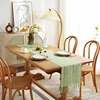 Green Table Runners Boho Rustic Tassels Farmhouse Braided Striped Cotton Linen for Dining Party Holiday Wedding Table Decoration 4