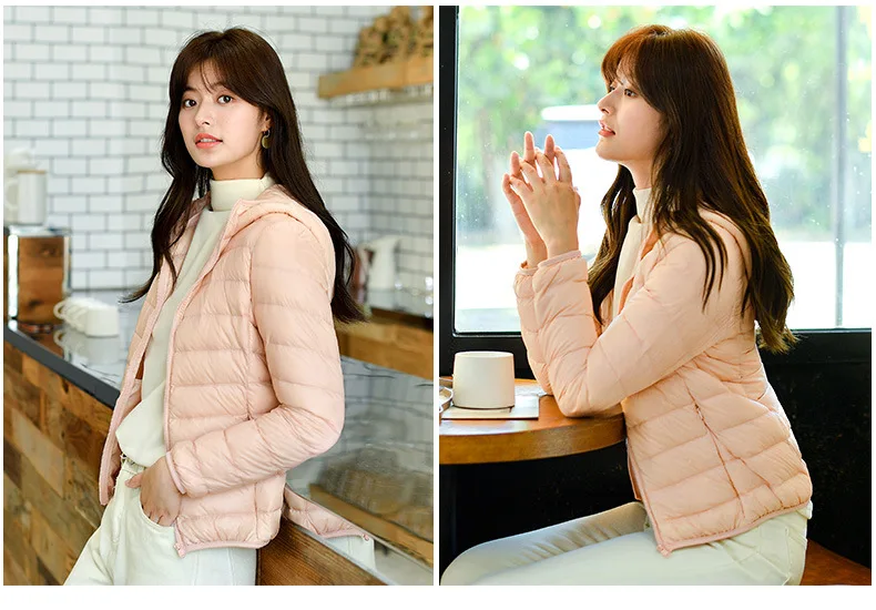 15 Colors Women Ultra Lightweight Puffer Jacket 2023 New Korean Fashion Hooded Short Female Wind-Resistant Breathable Down Coat