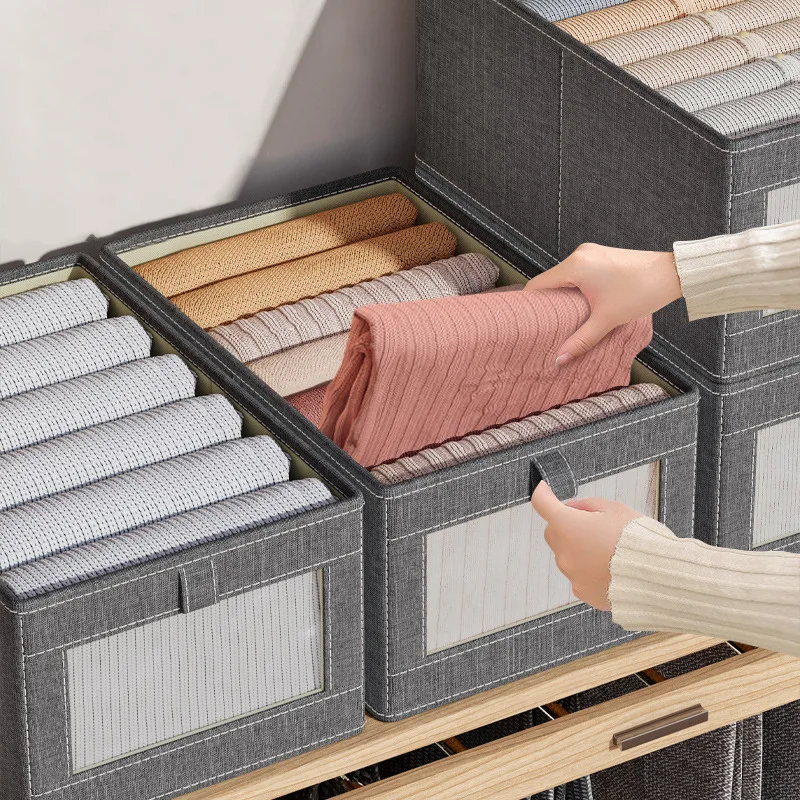 Organizador De Armario Apilable Ygapuzi - Caja De Plástico Con Compartimentos Ajustables, Tapa Y Rejilla, 40x19.5x25 Cm