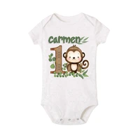 Personalised Safari Animal with Name Baby Romper Newborn Wild One Jungle Birthday Party Bodysuit  Jumpsuit Infant Shower Gifts 5