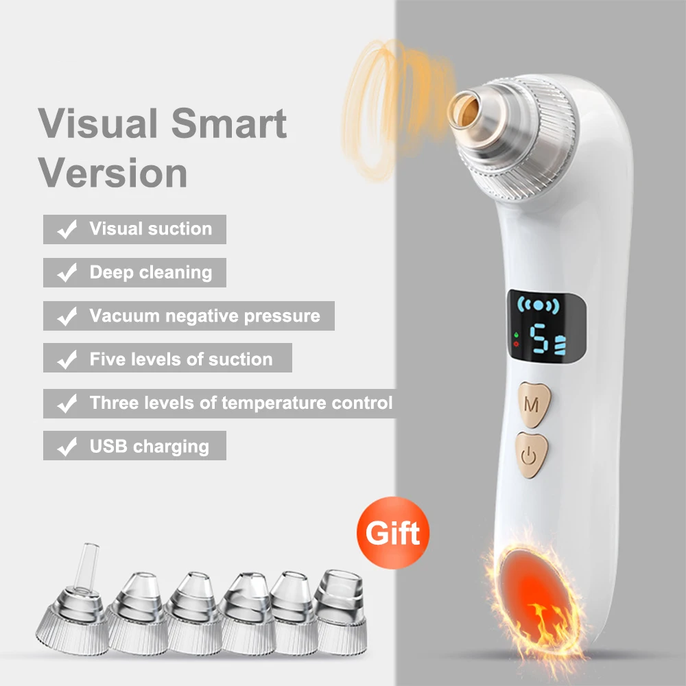Visual Blackhead Remover Facial Deep Clean Machine Blackheads and Acne Remover Heated Face Extractor Electric Blackhead Sucker 6