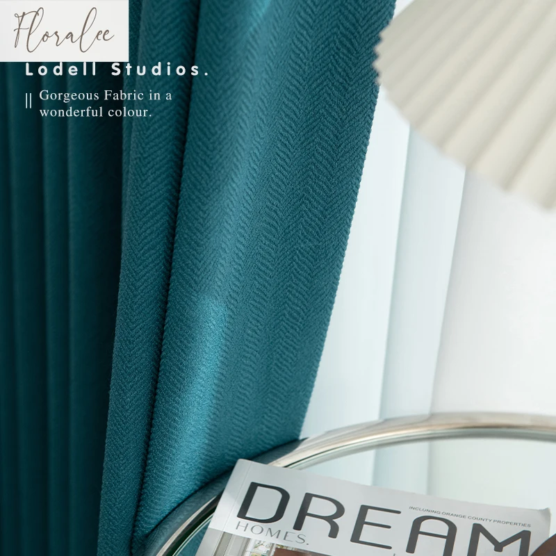2025 New Retro Dark Blue Texture Thickened Curtains for Living Room Bedroom High-end Touching Chenille Fabric Can Be Customized 4