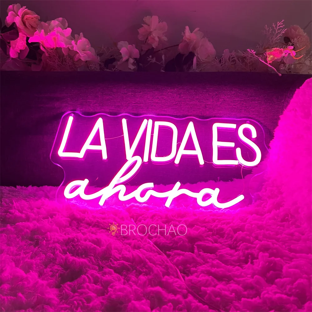 

Spanish Neon Led Sign LA VIDA ES Ahora LED Night Lights USB Sign Bedroom Room Wall Party Decor Wedding Bar Decoration Neon Light