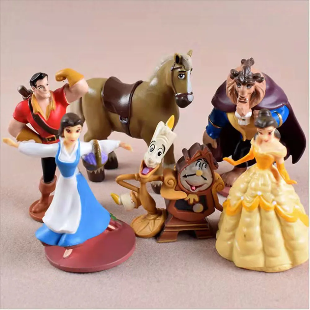 6pcs/set Disney Beauty And The Beast Cartoon Model Action Figure Anime Mini Model Decoration Collection Belle Princess Figurine