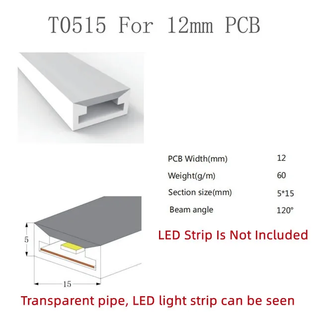 thumbnail image 1 of Tira de luces LED de neón flexible de 1 a 5 m/pieza con carcasa de perfil para empotrar, resistente al agua, IP67, para decoración de exteriores, 1 of 5