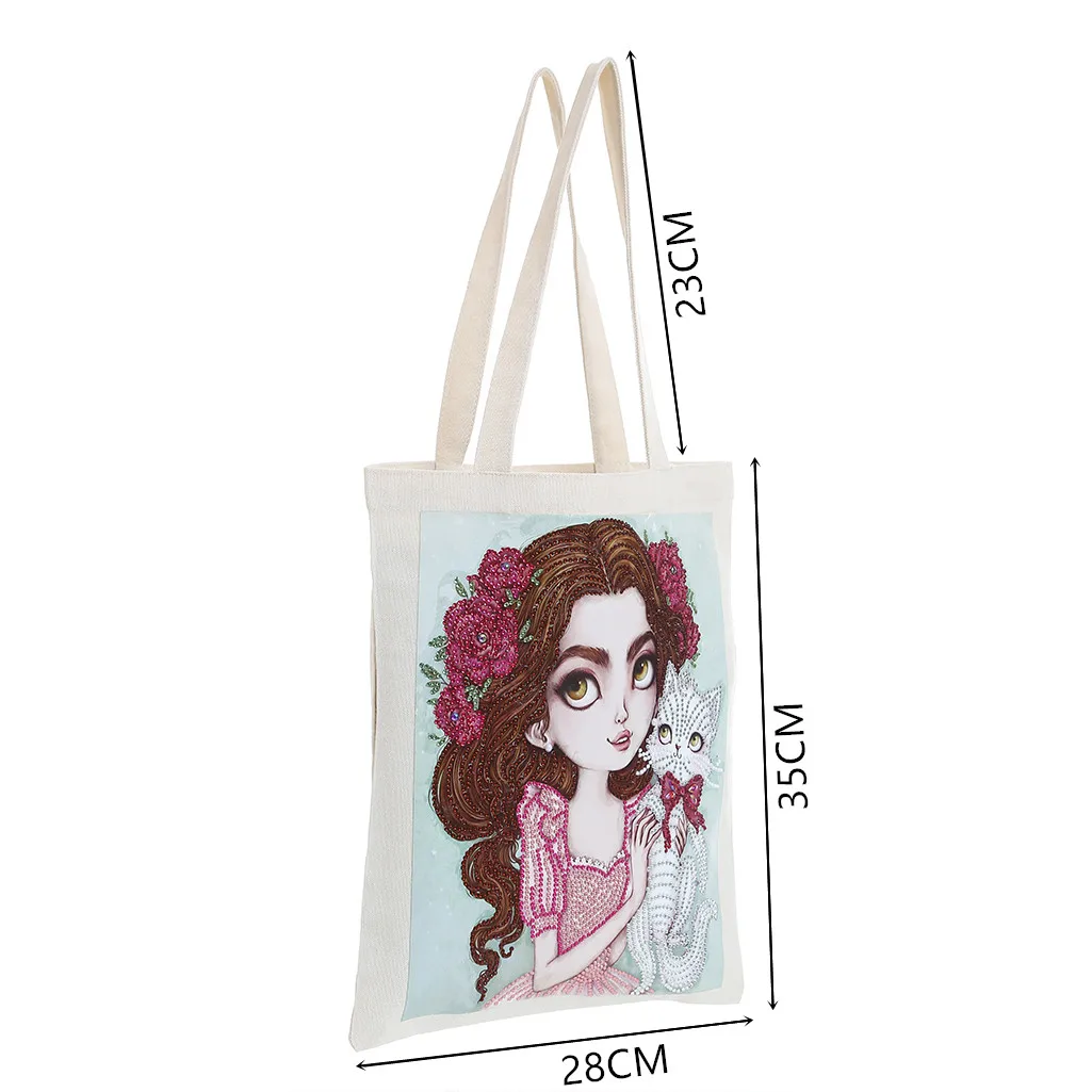 DIY Diamond Painting Tote Hand‑Made Flax Shopping Tote Reusable