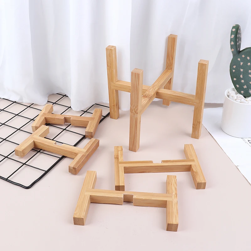Flower Pot Rack Strong Free Standing Bonsai Holder Home Garden Indoor Display Plant Stand Shelf Wood Planter Pot Trays
