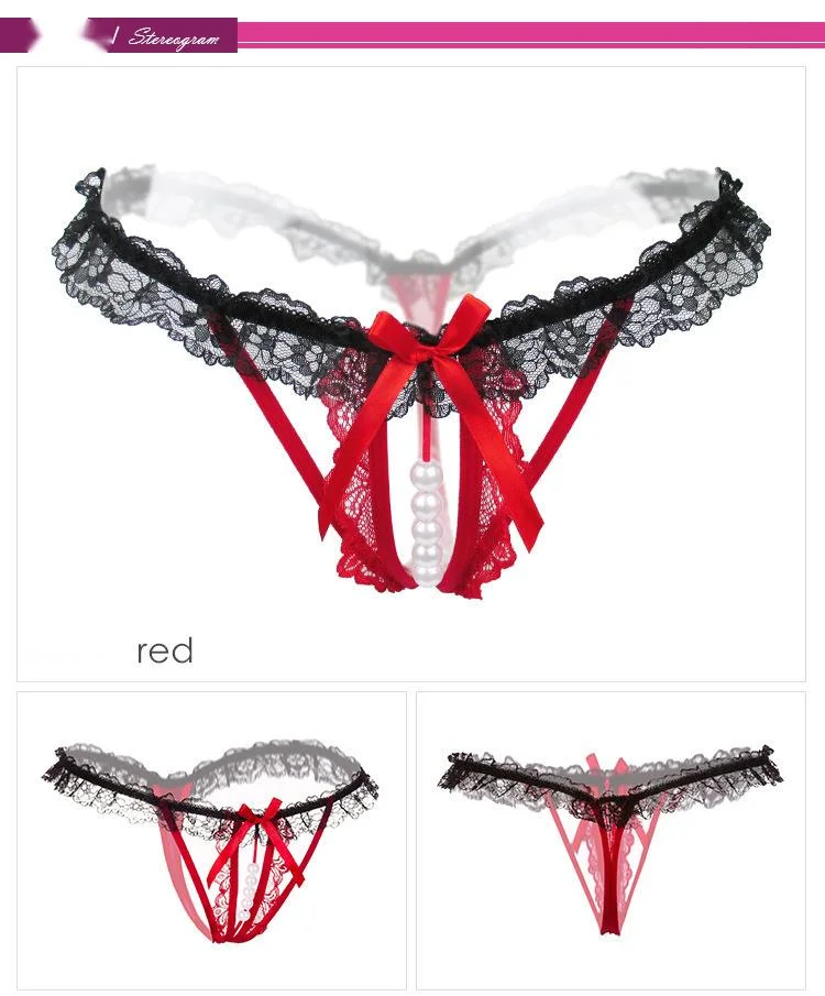 Sous-vêtements sexy creux pour femmes, perles de massage, entrejambe, tentation, string en dentelle, transparent, passion, stretch, T-pantalon_voghion.com