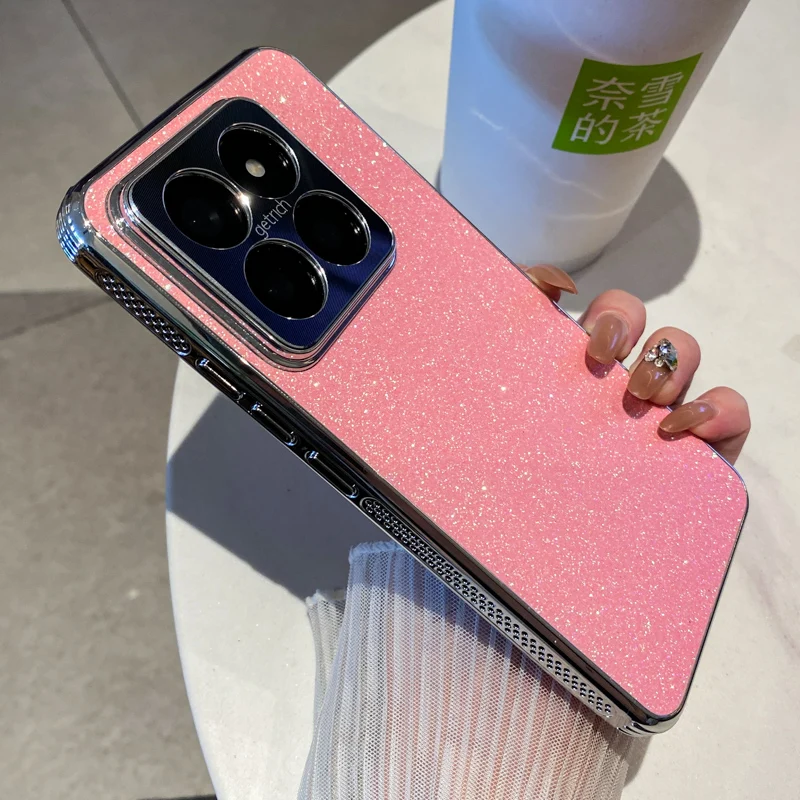 Fashion Electroplated Shiny Glitter Shockproof Phone Case with Metal Camera Lens Protection