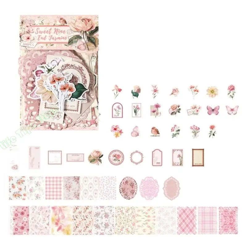 G5AB Retro Florals 스크랩북 스티커 세트는 저널링 프로젝트 및 창의적인 선물을 위한 우아한 꽃 디자인으로 구성되어 있습니다.