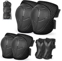 Children's Multi - Sport Protective Gear Set with Knee, Elbow, and Wrist Pads (Black1)