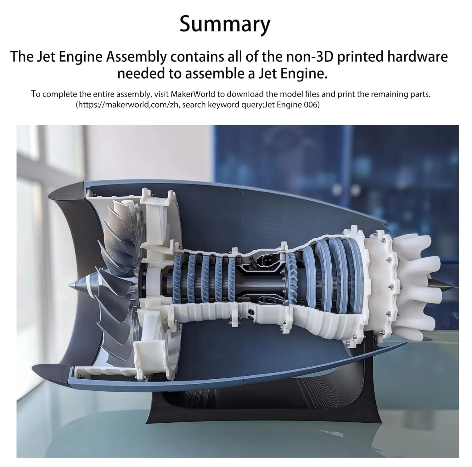 For Bambu Lab Makerworld MH006 Jet Engine Model Assembly Kit 006