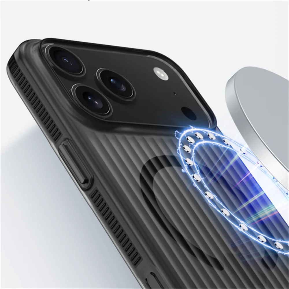 Corrugated Pattern For Magsafe Magnetic Wireless Charge Case For iPhone 17 16 15 14 13 12 Pro Max Plus Bumper Hard Matte Cover