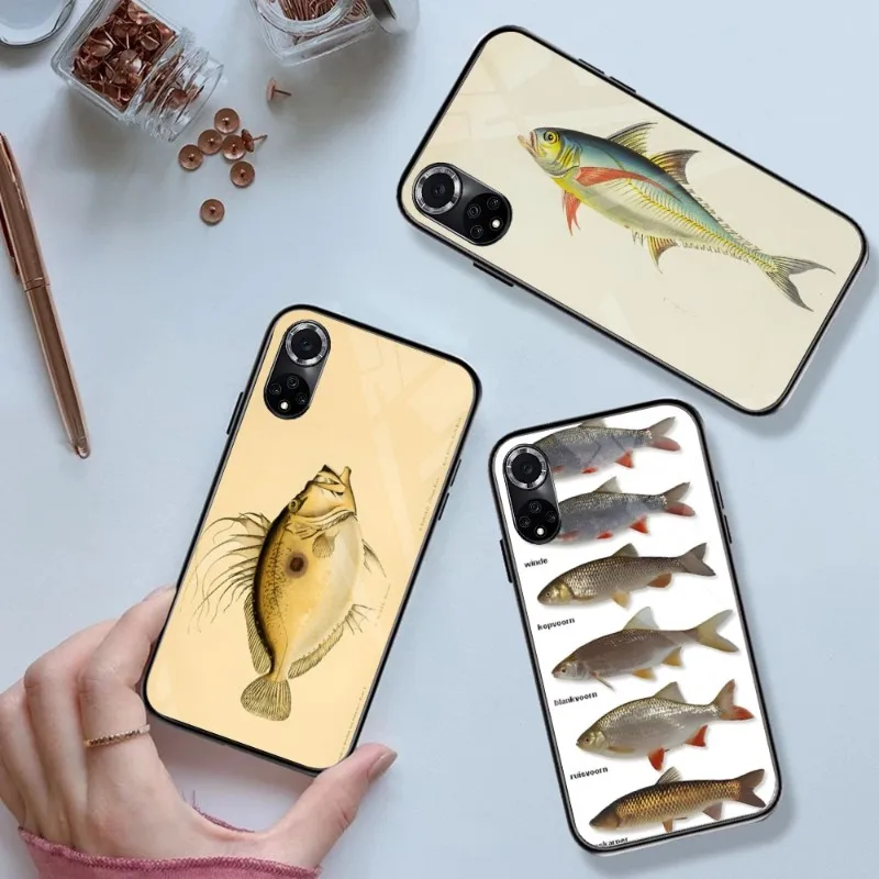 Custodia Per Telefono Pesce Pesca Alla Carpa In Vetro Temperato Per Huawei P 40 30 20 10 Pro Plus P50 P9 P Smart 2019 2021 P Plus Smart Z