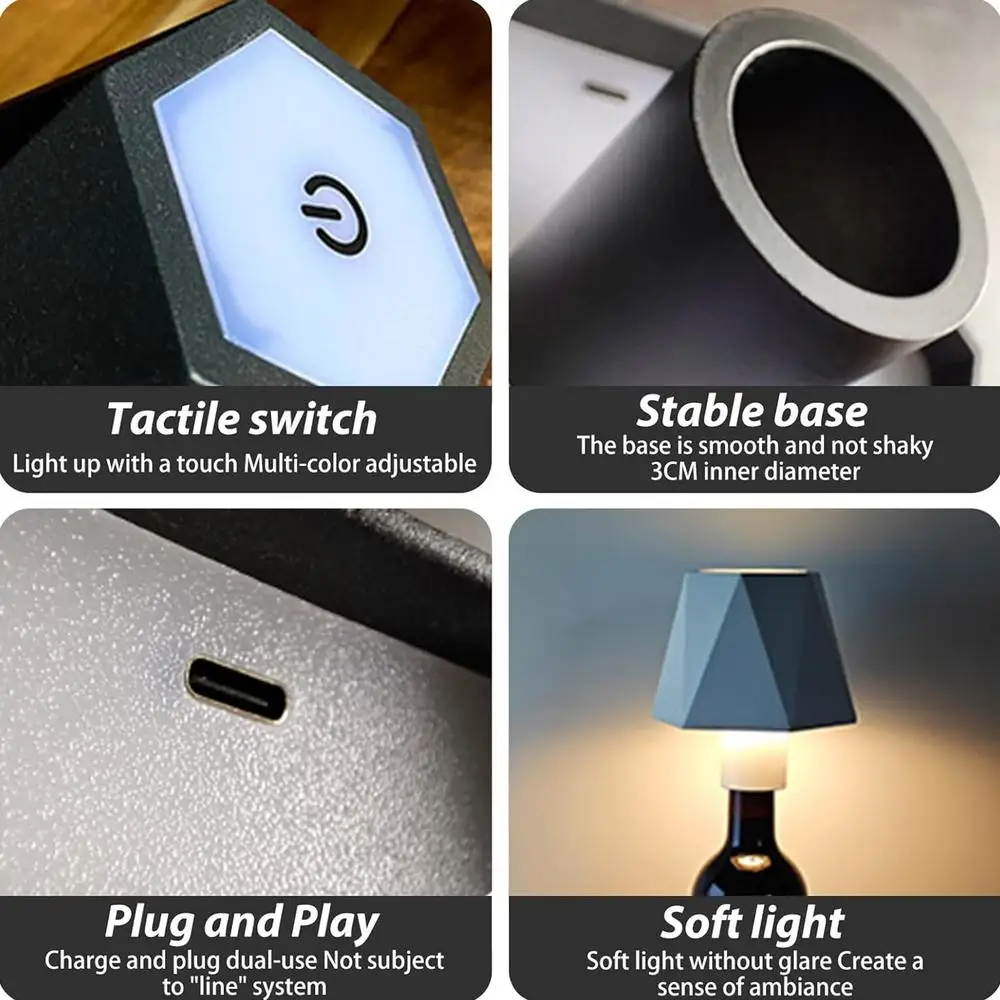 Led Bottle Lamp USB Rechargeable Desk Lamp Sleek Bottle Lamp Led Light Touch Control For Champagne Magnums Vodka Gin Bottle