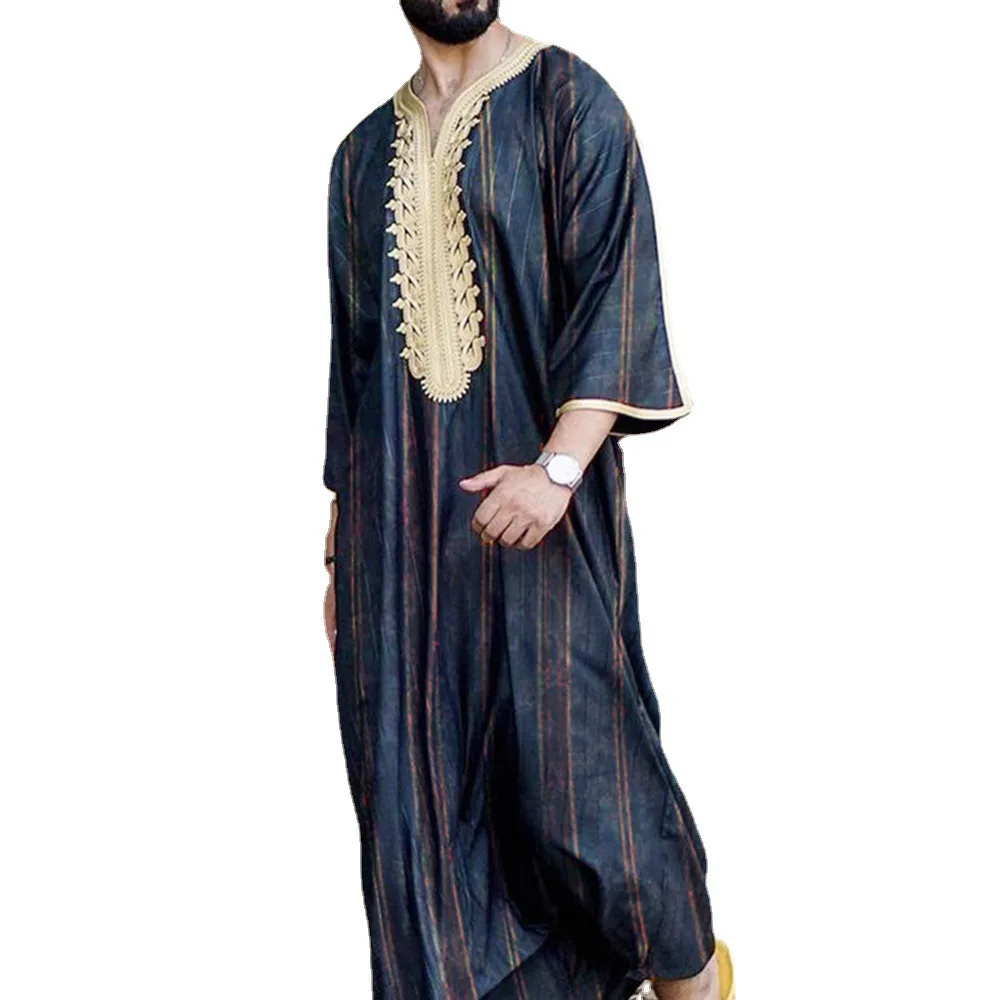 Embroidered Middle Eastern Clothing Embroidered Shirts New Muslim Fashion Casual Youth Robe Men's Muslim Robe Middle East