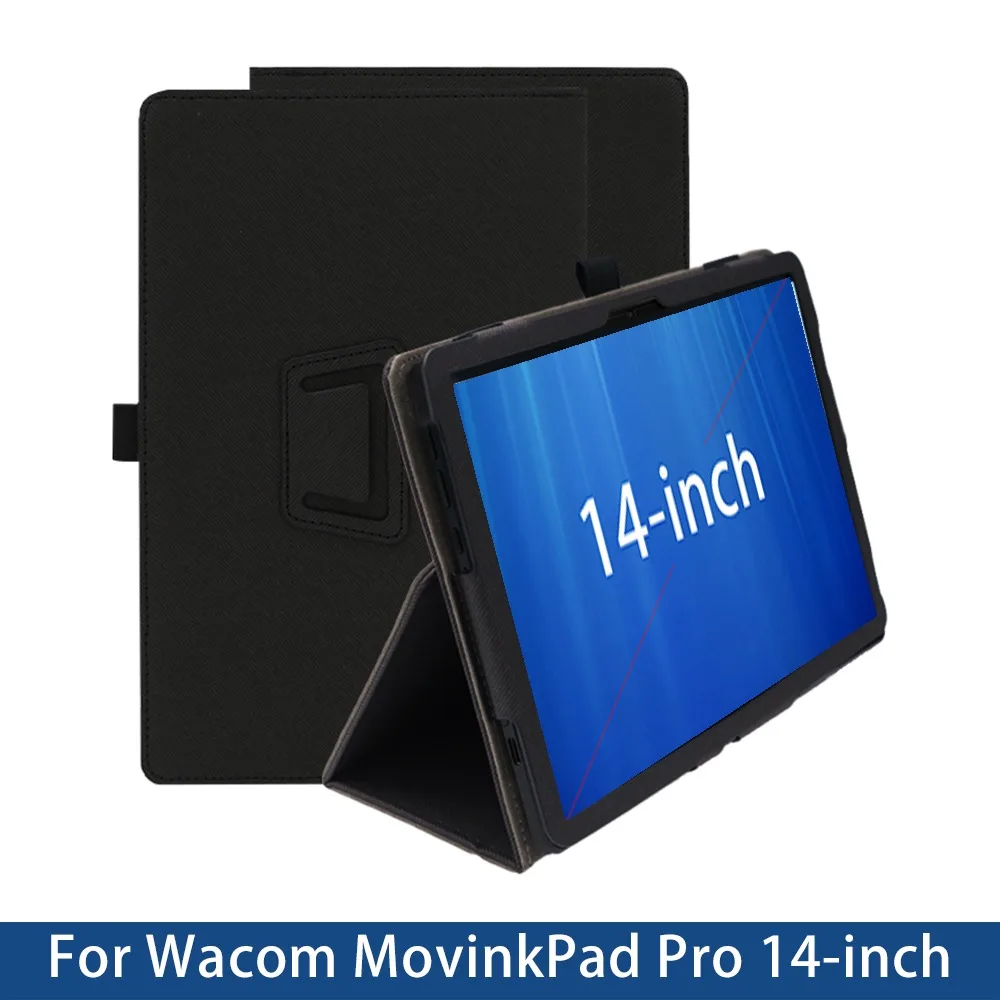Casing untuk Wacom MovinkPad Pro 14 Casing 14 Inci Penutup Pelindung Dudukan Lipat dengan Tempat Pensil dan Tali Pergelangan Tangan, Perlindungan Penuh