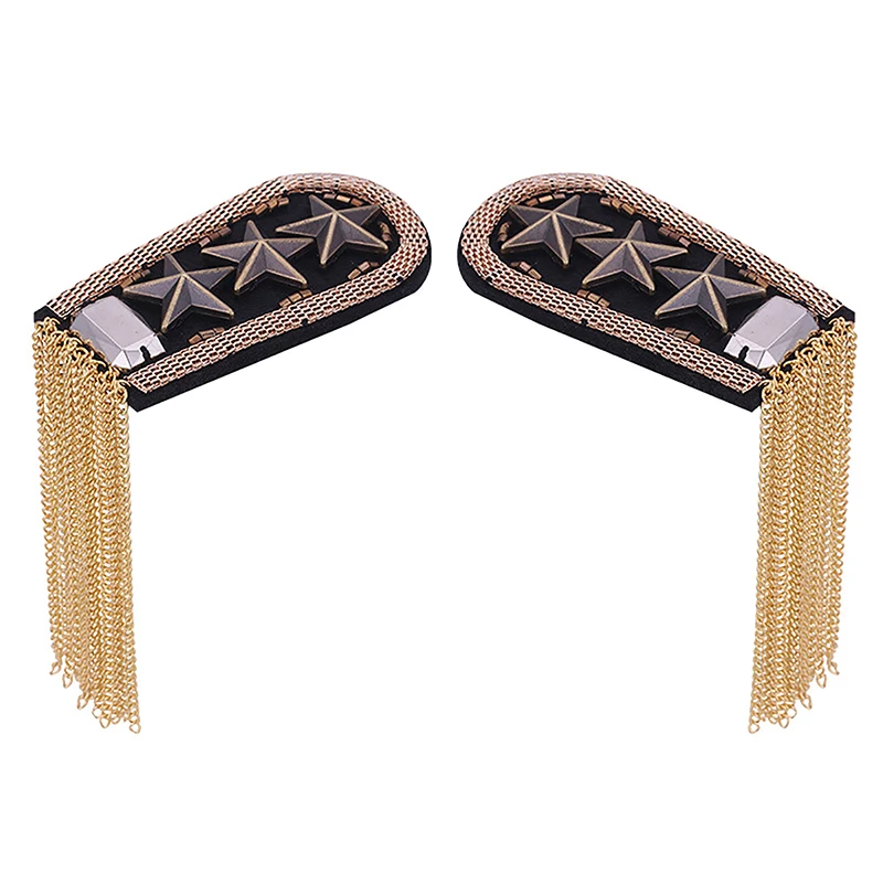Five-pointed Star Tassel Epaulet Rhinestone Shoulder Board Costume Shoulder Badge Decor For Man Women
