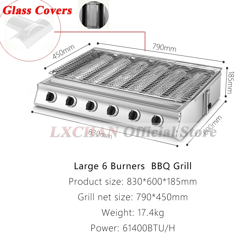 HomeWise 4/6 Burners BBQ Grill LPG Gas Grill Gas Stoves Stainless Steel Burners Outdoors Camping Barbecue Widened Type