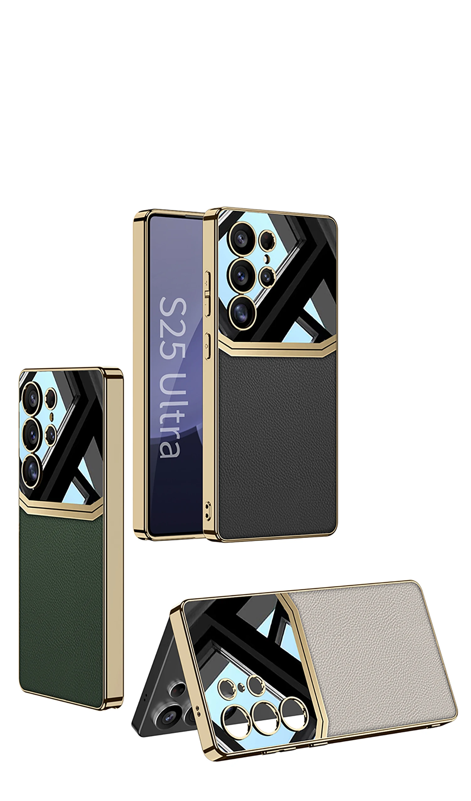 Luxury Plating Leather Case For Samsung Galaxy S25 S24 S23 Ultra Camera Protecti