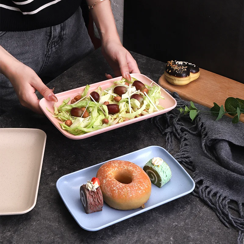 5PC Wheat Straw Plates Unbreakable Reusable Plate Set Perfect Dinner Dishes Bone Collection Plates Tableware for Home Kitchen