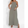 Women Cotton linen Side Split Long Slip Dress Summer Lady Strapless Solid Color Holiday Party Dresses FYY-10080 3