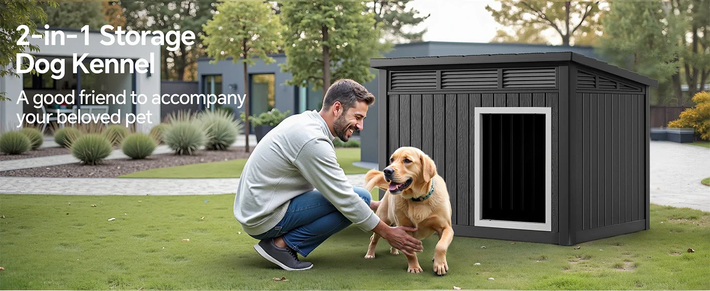 DRATO Dog House for Both Indoor and Outdoor with Weatherproof Roof Removable Floors