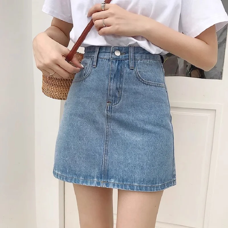 

Women's Clothes Vintage Cowboy Half-body Skirt Summer High Waist Slim Skinny A Word Package Hip Short Skirt Korean Style 2023