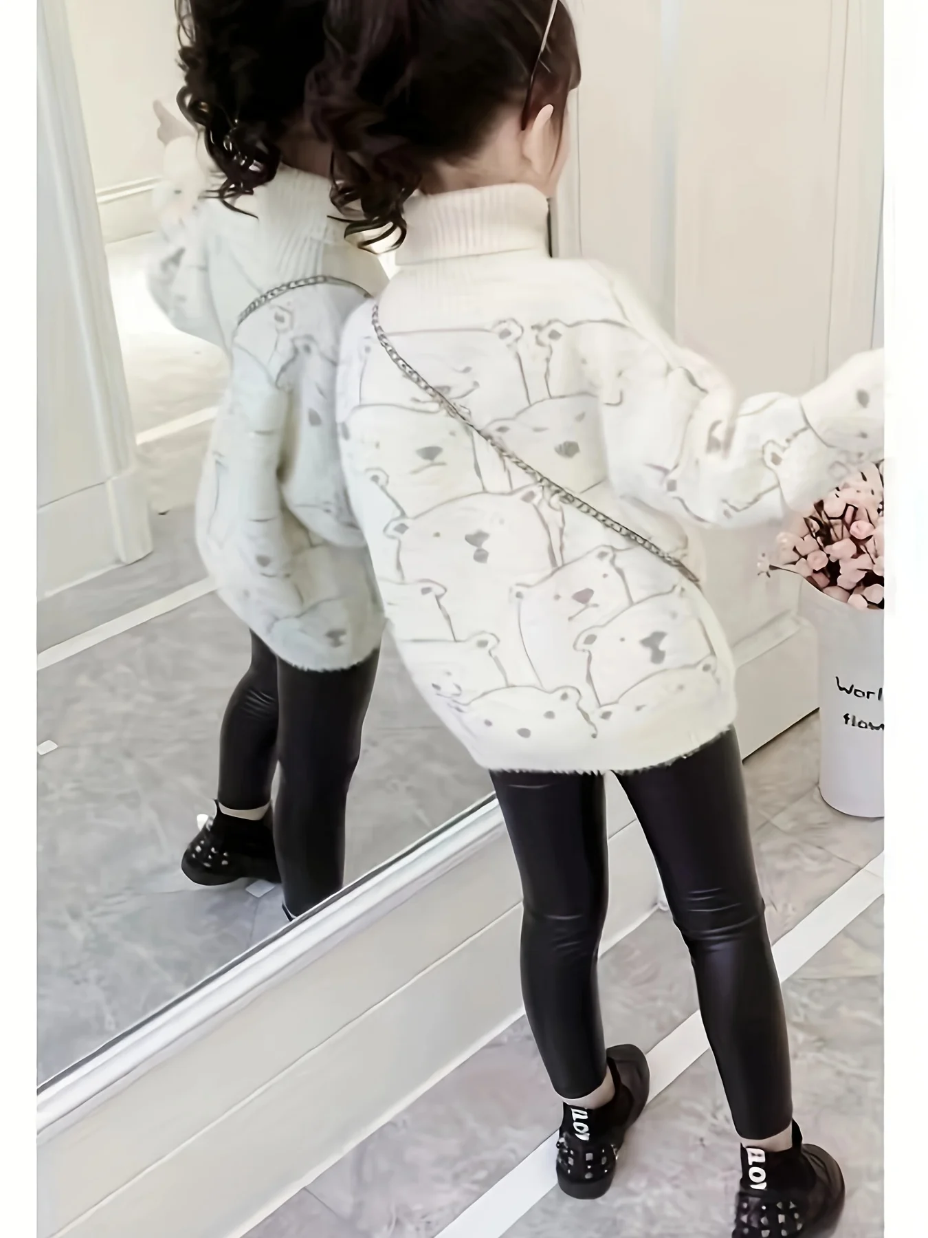 여아용 스웨터 신상 하이넥 밍크 벨벳 한국 스타일 겨울 두꺼운 인조 밍크 퍼 중대형 어린이용 플리스 안감 기본 셔츠