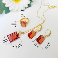 Color-change suldanite Chamfered square jewelry set adjustable ring necklace earrings in different lights have different colors 2