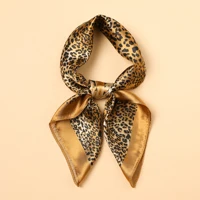 Luxury Leopard print Print Female Silk Neck Scarf Square Hair Scarves Foulard Head Band Shawls Wraps Neckerchief Bandana Women 1