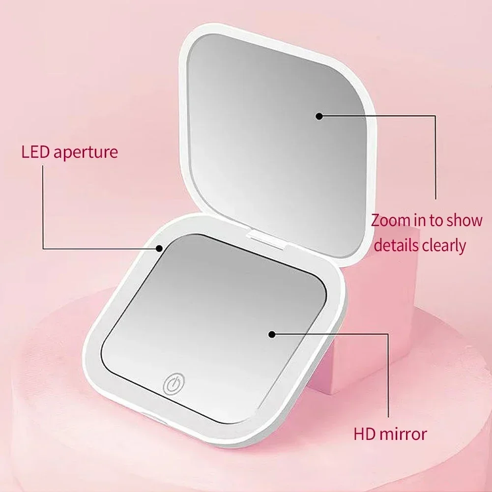 USB 휴대용 휴대용 포켓 메이크업 거울, 터치 스크린 디밍 메이크업 거울, LED 화장대 거울