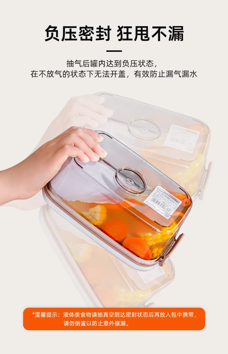 2PCS Vacuum Seal Food Storage Containers, Vakumar Vacuum Sealer containers  Fresh Save & Keep the Flavor, Square, BPA-Free, Leak Proof, Lid with Lock 