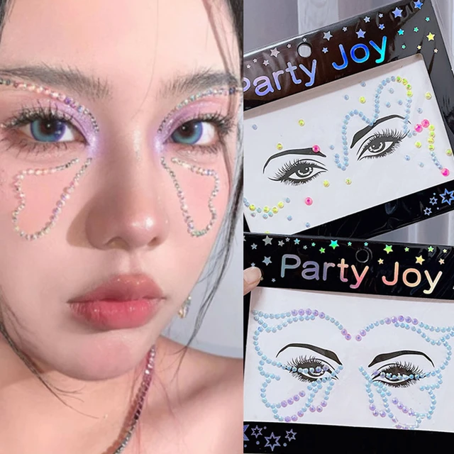 3D Face Gems Jewels Sticker Rhinestone Glitter Temporary Tattoos Eyebrow  Sticker Makeup Shiny Rhinestones Diamond Face Festival - AliExpress