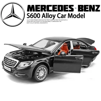 1/32 Benz Maybach S600 Toy Car Model Alloy Diecasts Metal Toy Vehicles Pull Back Sound Light Model Toys for Boys Birthday Gifts