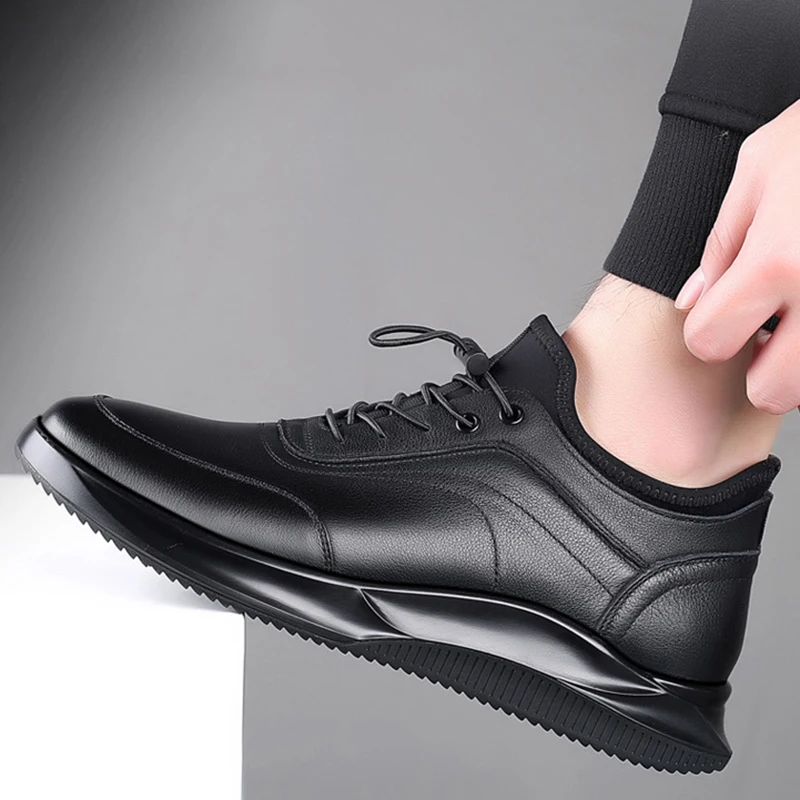 New Men Shoes Casual Sneakers Genuine Leather Shoes Men's Spring Autumn Lightweight Soft Sole Anti slip Daily Life Walking Shoes 4