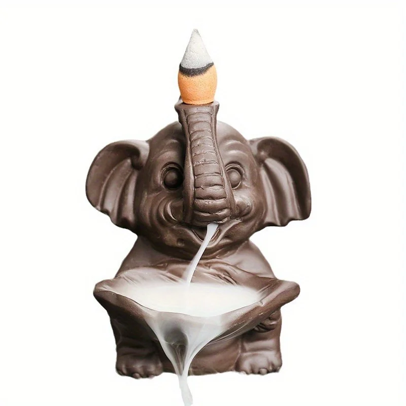Bruciatore D'incenso A Cascata Elefante In Ceramica Con 20 Coni Backflow | XUDREZ Portaincenso Per Relax, Yoga E Meditazione - 4
